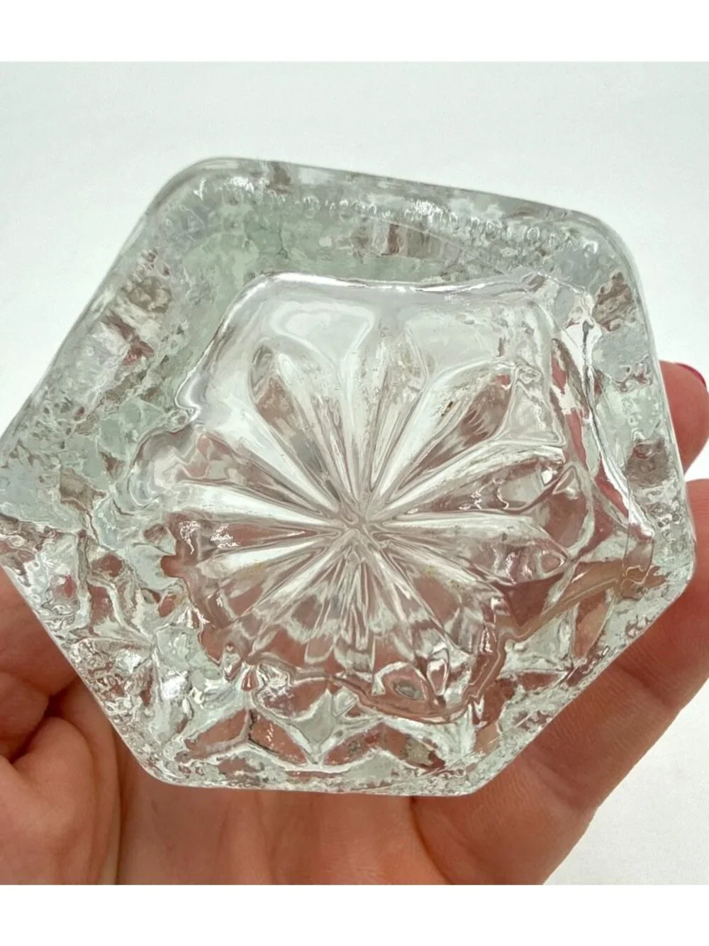Vintage Glass Oil & Vinegar Cruet W/ Stopper Diamond Pattern Clear Glass